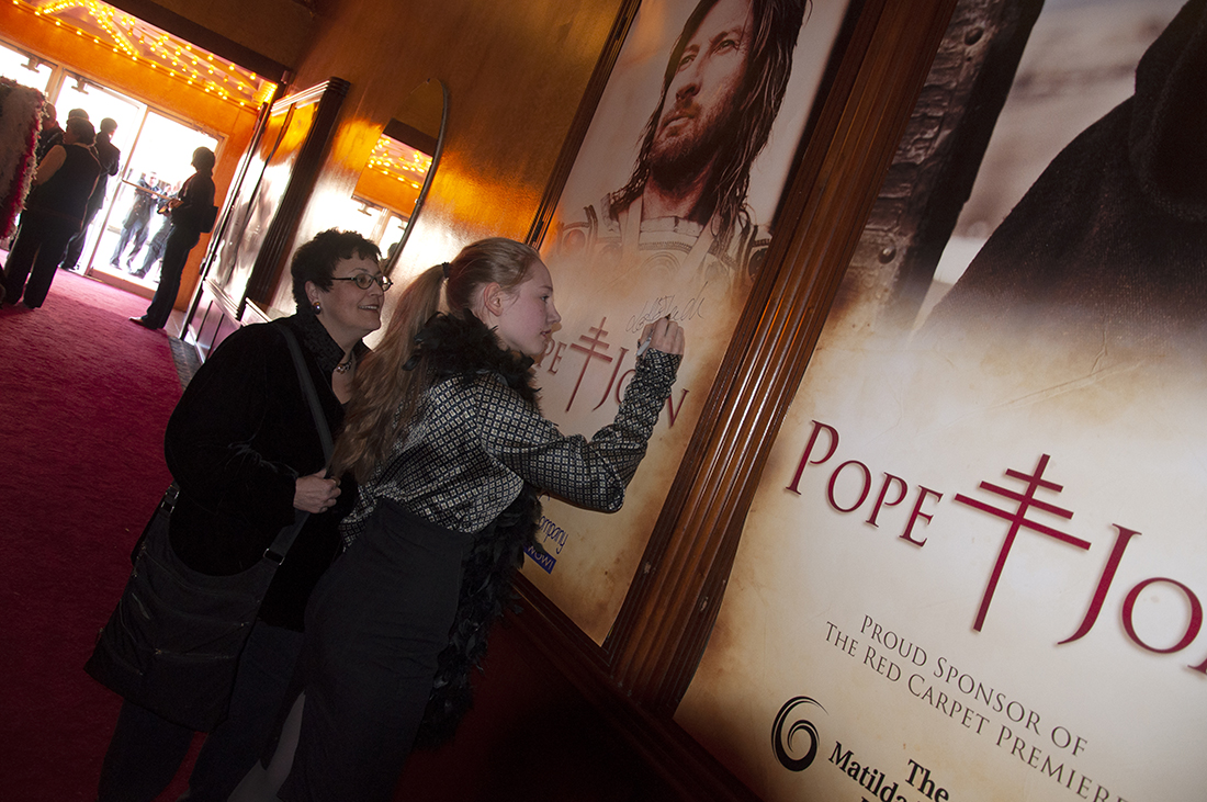 Lotte Flack and Barbara Rosenblat at the Syracuse movie premiere for Pope Joan
