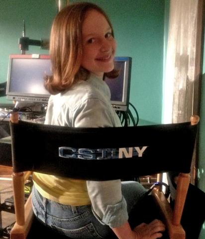 Actress Mandalynn Carlson on the set of CSI: NY