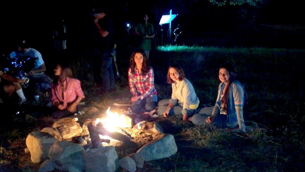 Mandalynn Carlson, Jadin Gould, Emily Robinson and Olivia Stuck on the set of CSI: NY