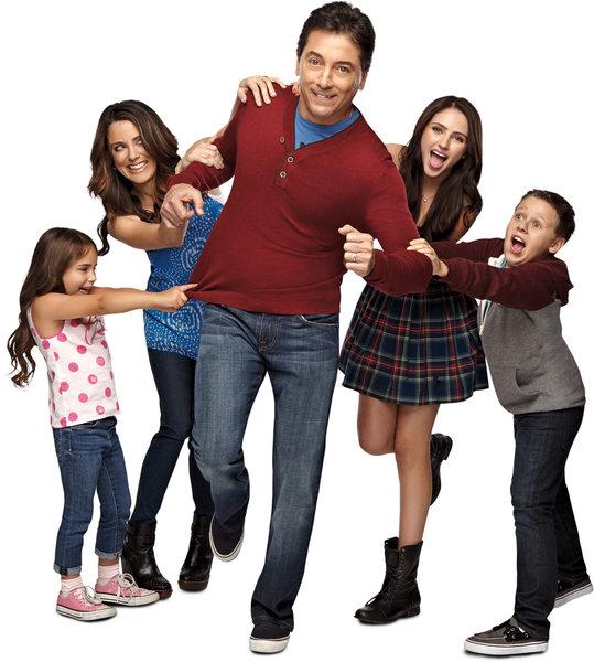 From left, Bailey Michelle Brown, Alanna Ubach, Scott Baio, Ryan Newman and Jackson Brundage star in "See Dad Run" on Nick at Nite.